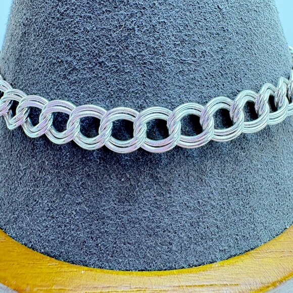 VTG Sterling Silver 925 Double Link Chain Bracelet Lobster Clasp Size 8" Length - Picture 2 of 10